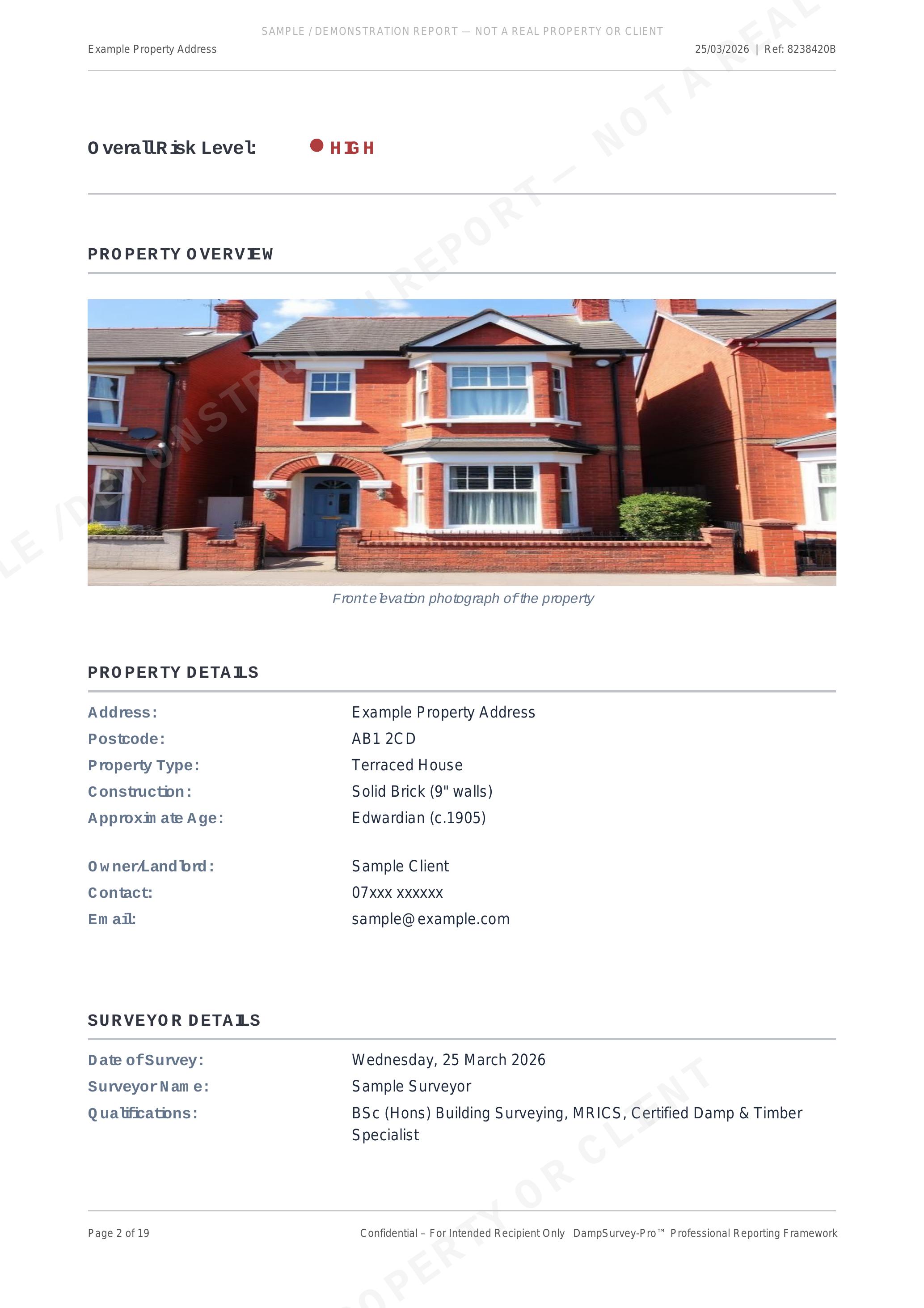 Property Overview & Risk Level — Domestic Damp & Mould Survey Report